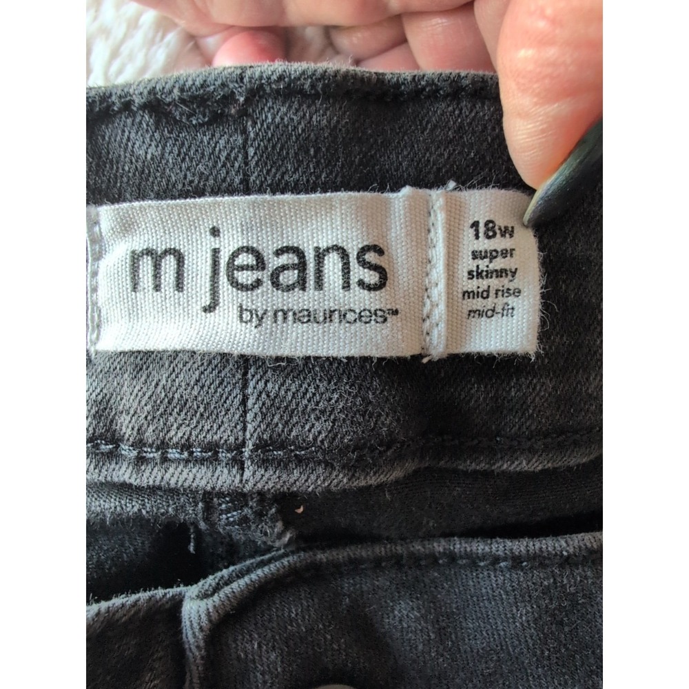 18W Maurices M Jeans Mid Rise Womens Black Jean Skinny High Rise Stretch 29 Lng - Picture 7 of 9